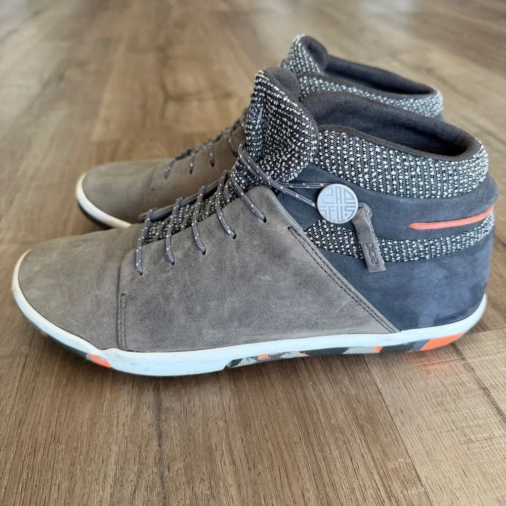 Plae Abra WP Waterproof High Top Sneakers Grey‎ Orange (Mens 6 or Womens 7.5)